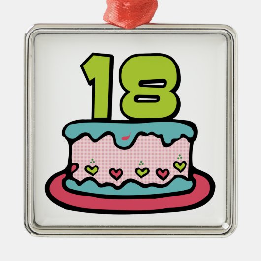 18歳お誕生日ケーキ メタルオーナメント (正面)