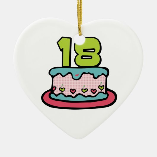 18歳のお誕生日ケーキ セラミックオーナメント (正面)
