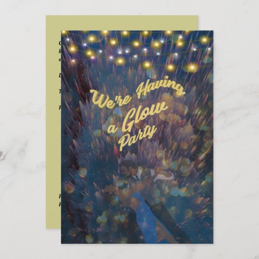 18歳のオスまたはメスのグローパーティー 招待状 (正面/裏面)