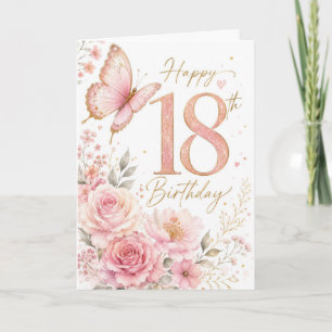 18歳の誕生日おめでとう バタフライ フラワー カード