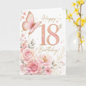 18歳の誕生日おめでとう バタフライ フラワー カード (黄色い花)