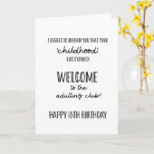 18歳の誕生日おめでとう。。。。ユーモアたっぷりのカード カード (黄色い花)