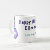 18歳の誕生日おめでとう 紫と緑 コーヒーマグカップ (正面左)
