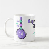 18歳の誕生日おめでとう 紫と緑 コーヒーマグカップ (左)