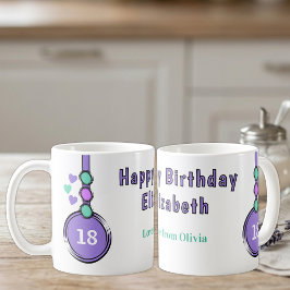 18歳の誕生日おめでとう 紫と緑 コーヒーマグカップ