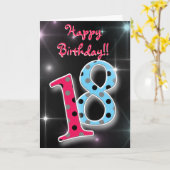 18歳の誕生日おもしろいと明るい水玉模様 カード (黄色い花)