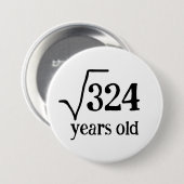 18歳の誕生日おもしろい18番目の数平方根 缶バッジ (正面&裏面)