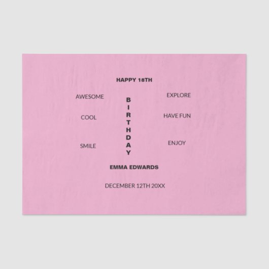 18歳の誕生日かわいい素晴らしと 薄葉紙 (正面)