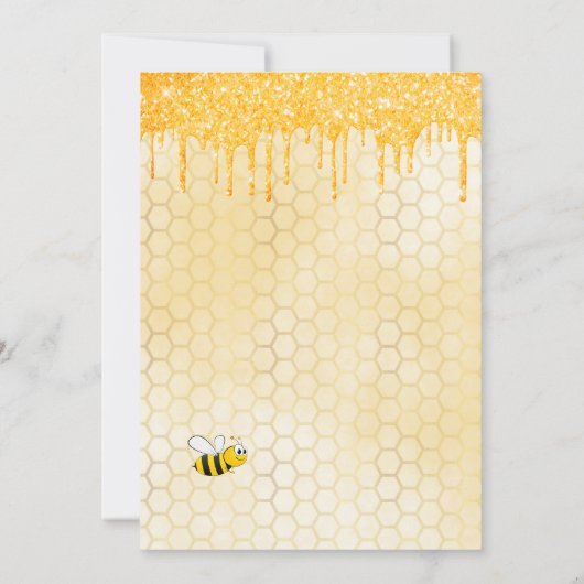 18歳の誕生日でこぼこ蜂ひまわり花金ゴールドグリッター 招待状 (裏面)