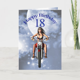 18歳の誕生日とバイクの女の子 カード