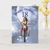 18歳の誕生日とバイクの女の子 カード (黄色い花)