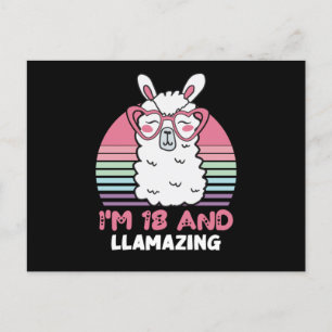 18歳の誕生日におすすめ!ラマと一緒にお祝いしよう ポストカード