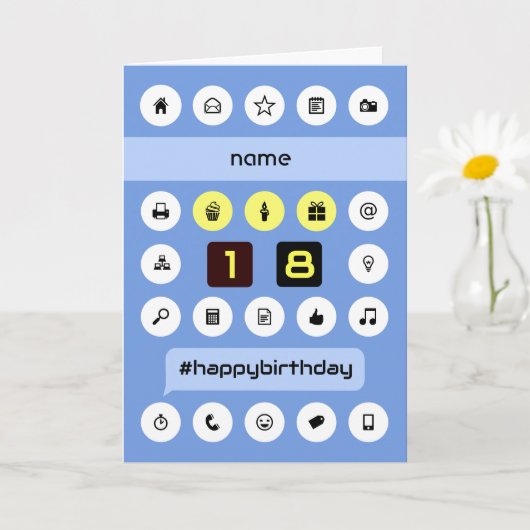 18歳の誕生日に名前パーソナライズされた計算を追加 カード (小さな植物)
