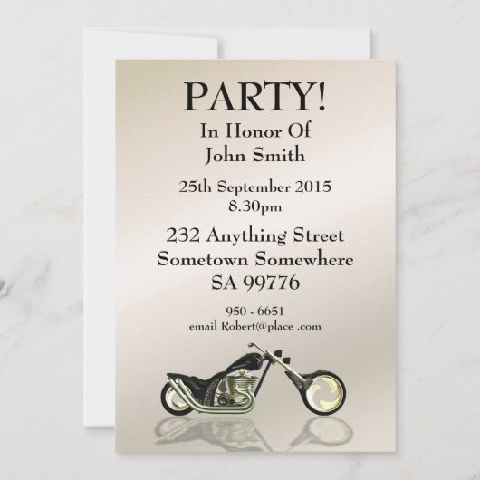 18歳の誕生日に炎を上げるバイクパーティの招待状 招待状 (裏面)