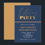 18歳の誕生日の招待バースデーパーティー金ゴールド海軍 招待状<br><div class="desc">18歳の誕生日の招待バースデーパーティー金ゴールドネイビーモダン</div>