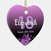 18歳の誕生日の紫の黒いフローラ名 セラミックオーナメント (右)