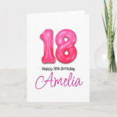 18歳の誕生日を祝う数字バルーンカード カード (正面)