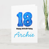 18歳の誕生日を祝う数字バルーンカード カード (正面)