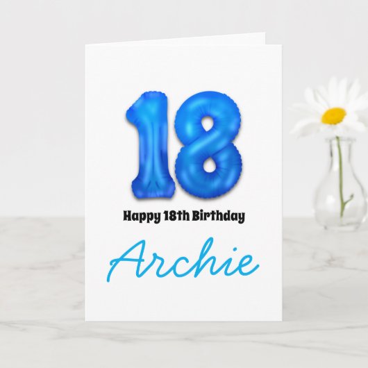 18歳の誕生日を祝う数字バルーンカード カード (小さな植物)