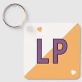 18歳の誕生日イニシャル紫オレンジ キーホルダー (正面)