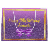 18歳の誕生日ウルトラバイオレットピンクとフェイクグリッター ラージペーパーバッグ (裏面)