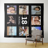 18歳の誕生日オリジナル写真コラージュ 黒人男性 タペストリー (インサイチュ(横))