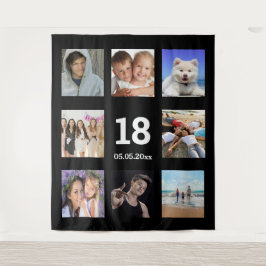 18歳の誕生日オリジナル写真コラージュ 黒人男性 タペストリー