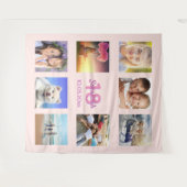 18歳の誕生日オーダーメイド写真コラージュ ローズゴールド ピンク タペストリー (正面(横))