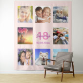 18歳の誕生日オーダーメイド写真コラージュ ローズゴールド ピンク タペストリー (インサイチュ)