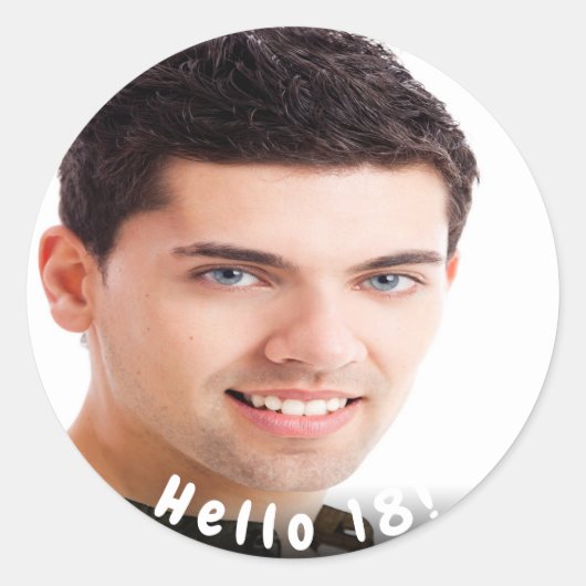 18歳の誕生日カスタム写真こんにちは18男のための ラウンドシール (正面)