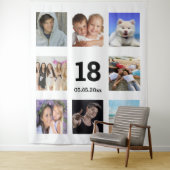 18歳の誕生日カスタム写真コラージュ白人男 タペストリー (インサイチュ)