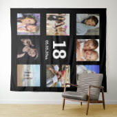 18歳の誕生日カスタム写真コラージュ黒人男性 タペストリー (インサイチュ(横))