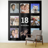 18歳の誕生日カスタム写真コラージュ黒人男性 タペストリー (インサイチュ)