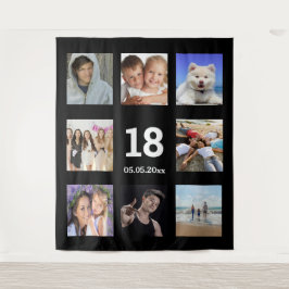 18歳の誕生日カスタム写真コラージュ黒人男性 タペストリー