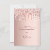 18歳の誕生日カスタム写真バラ金ゴールドピンクグリッター サンキューカード (裏面)