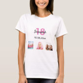 18歳の誕生日カスタム写真ピンクのモノグラムの女の子 Tシャツ (正面)