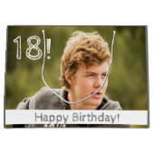 18歳の誕生日カスタム写真男の子 ラージペーパーバッグ (正面)