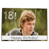 18歳の誕生日カスタム写真男の子 ラージペーパーバッグ (裏面)