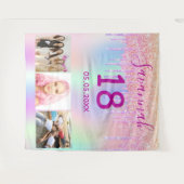 18歳の誕生日カスタム写真 レインボーローズゴールドピンク タペストリー (正面(横))