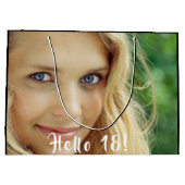 18歳の誕生日カスタム写真hello 18 18 ラージペーパーバッグ (裏面)