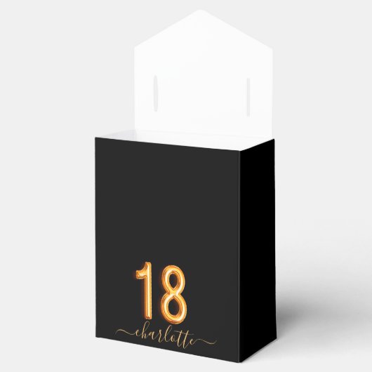 18歳の誕生日グリッターは黒い金ゴールドをドリッ感謝していプ フェイバーボックス (オープン)