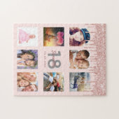 18歳の誕生日グリッターは、写真バラ金ゴールドピンク ジグソーパズル (横)