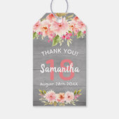 18歳の誕生日コーラルダリアの花グレイ感謝していユー ギフトタグ (正面)