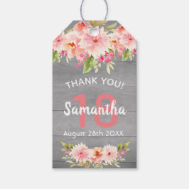 18歳の誕生日コーラルダリアの花グレイ感謝していユー ギフトタグ