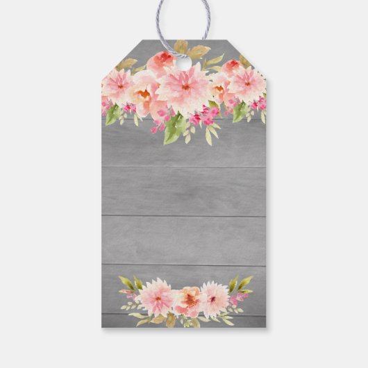 18歳の誕生日コーラルダリアの花グレイ感謝していユー ギフトタグ (裏面)