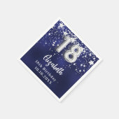 18歳の誕生日ネイビー・ブルー・シルバー・スターズ スタンダードカクテルナプキン (角)