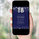 18歳の誕生日ネイビー・ブルー・シルバー・スターズ 招待状