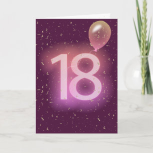 18歳の誕生日ネオンサインとバルーン カード