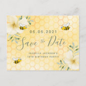 18歳の誕生日ハッピーバンブルミツバチは日付を保存する ポストカード (正面)