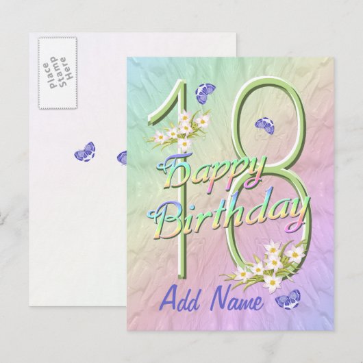 18歳の誕生日バタフライダンスポストカード ポストカード (正面/裏面)